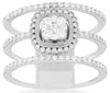 ESTATE WIDE .65CT DIAMOND 14KT WHITE GOLD CLUSTER SQUARE FLORAL MULTI BAND RING
