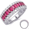 WIDE 2.67CT DIAMOND & AAA RUBY 14KT WHITE GOLD ROUND & BAGUETTE ANNIVERSARY RING