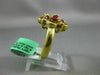 ESTATE LARGE .46CT DIAMOND & AAA RUBY 18K YELLOW GOLD 3D FLOWER ANNIVERSARY RING