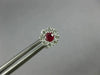 ESTATE .63CT DIAMOND & AAA RUBY 18KT WHITE GOLD 3D FLOWER CLUSTER STUD EARRINGS