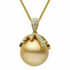 LARGE .75CT DIAMOND & AAA GOLDEN SOUTH SEA PEARL 18KT YELLOW GOLD FLORAL PENDANT
