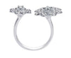 ESTATE 1.0CT DIAMOND 14KT WHITE GOLD ROUND DOUBLE FLOWER 4 LEAF CLOVER LOVE RING