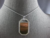 ESTATE .69CT DIAMOND 14KT WHITE GOLD 3D CLASSIC OCTAGON DOG TAG FLOATING PENDANT
