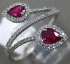 ESTATE WIDE .72CT DIAMOND & AAA RUBY 18KT WHITE GOLD 3D CLASSIC DOUBLE LEAF RING