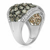 ESTATE LARGE 3.44CT WHITE & CHOCOLATE FANCY DIAMOND 18KT WHITE & ROSE GOLD RING
