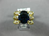ESTATE LARGE 3.10CT DIAMOND & AAA SAPPHIRE 18K YELLOW GOLD 3 ROW ENGAGEMENT RING