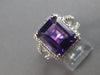 LARGE 6.22CT DIAMOND & AAA AMETHYST 14K WHITE GOLD EMERALD CUT & ROUND HALO RING