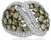 ESTATE LARGE 3.44CT WHITE & CHOCOLATE FANCY DIAMOND 18KT WHITE & ROSE GOLD RING