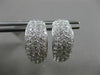ESTATE WIDE & LARGE 2.98CT DIAMOND 18K WHITE GOLD MULTI ROW HUGGIE HOOP EARRINGS