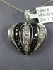 ESTATE 1.33CT WHITE & BLACK DIAMOND 18KT WHITE GOLD 3D PUFF HEART PENDANT