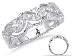 .26CT DIAMOND 14KT WHITE GOLD MULTI LEAF SEMI ETERNITY FILIGREE ANNIVERSARY RING