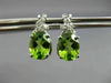 ESTATE 2.18CT DIAMOND & AAA PERIDOT 14KT WHITE GOLD 3D BOW OVAL HANGING EARRINGS