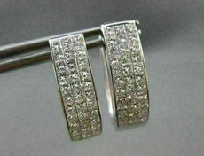 ESTATE LARGE 1.56CT DIAMOND 14KT WHITE GOLD INVISIBLE HUGGIE EARRINGS #1674