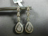 ESTATE 1.32CT DIAMOND 14KT WHITE GOLD 3D CLUSTER TEAR DROP HALO HANGING EARRINGS