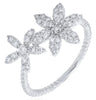 ESTATE .44CT DIAMOND 14KT WHITE GOLD 3D ROUND DOUBLE FLOWER CRISS CROSS FUN RING