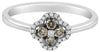 ESTATE .24CT WHITE & CHOCOLATE FANCY DIAMOND 14KT WHITE GOLD 3D FLOWER LOVE RING