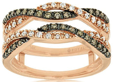 ESTATE WIDE .38CT WHITE & MOCHA DIAMOND 14K ROSE GOLD MULTI ROW ANNIVERSARY RING