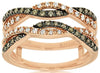 ESTATE WIDE .38CT WHITE & MOCHA DIAMOND 14K ROSE GOLD MULTI ROW ANNIVERSARY RING