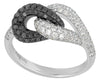 ESTATE 1.07CT WHITE & BLACK DIAMOND 18K WHITE & BLACK GOLD DOUBLE LOVE KNOT RING