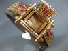 ANTIQUE LARGE 2.40CT DIAMOND & AAA RUBY 14KT ROSE GOLD SQUARE FUN BRACELET #2767