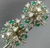 ANTIQUE 2.46CT DIAMOND & AAA EMERALD 14KT WHITE GOLD 3D CLUSTER EARRINGS  #21900