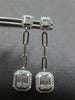 .62CT DIAMOND 14K WHITE GOLD 3D ROUND & BAGUETTE SQUARE OCTAGON HANGING EARRINGS