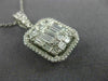 ESTATE EXTRA LARGE 2.07CT ROUND BAGUETTE DIAMOND 14K WHITE GOLD CLUSTER PENDANT
