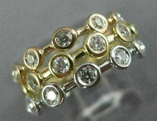 ESTATE 1.44CT DIAMOND 14KT TRI COLOR GOLD ETOILE BEZEL ETERNITY ANNIVERSARY RING