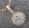 ESTATE .45CT DIAMOND 18KT ROSE GOLD 3D CLASSIC CLUSTER FLOWER HALO FUN PENDANT