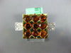 ESTATE EXTRA LARGE 4.50CT DIAMOND AAA CITRINE 18K 2 TONE GOLD 3D SQUARE FUN RING