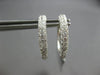 1.08CT DIAMOND 18K WHITE GOLD 3D CLASSIC PAVE 3 ROW HUGGIE HOOP HANGING EARRINGS