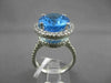 ANTIQUE LARGE 7.28CTW DIAMOND & AAA BLUE TOPAZ 14KT WHITE GOLD 3D OVAL FUN RING