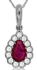 .59CT DIAMOND & AAA RUBY 14KT WHITE GOLD PEAR SHAPE & ROUND SEMI BEZEL PENDANT