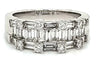WIDE 1.33CT DIAMOND 18KT WHITE GOLD ROUND & BAGUETTE THREE ROW ANNIVERSARY RING