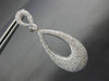 ESTATE LARGE 2.90CT DIAMOND 18K WHITE GOLD 3D TEAR DROP CLIP ON HANGING EARRINGS