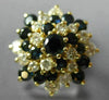 ESTATE WIDE 2.0CT DIAMOND & AAA SAPPHIRE 14KT YELLOW GOLD SWIRL FLOWER LOVE RING