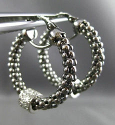 ESTATE LARGE .70CT DIAMOND 14KT TWO TONE GOLD 3D MESH MOVABLE BALL HOOP EARRINGS