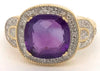 3.37CT DIAMOND & AAA AMETHYST 14KT YELLOW GOLD CUSHION & ROUND SQUARE FUN RING