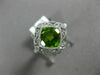 WIDE 2.34CT DIAMOND & AAA PERIDOT 14K WHITE GOLD SQUARE FILIGREE ETOILE FUN RING