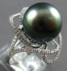 ESTATE LARGE .47CT DIAMOND & AAA TAHITIAN PEARL 18KT WHITE GOLD FLOWER LOVE RING