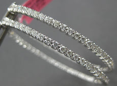ESTATE LARGE 2.24CT DIAMOND 18K WHITE GOLD OVAL INSIDE OUT HOOP HANGING EARRINGS