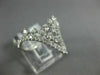 ESTATE WIDE .68CT DIAMOND 18KT WHITE GOLD 3D CLASSIC CLUSTER V SHAPE FUN RING