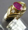 ESTATE .72CT DIAMOND & AAA RUBY 14KT YELLOW GOLD OVAL & ROUND DOUBLE V FUN RING