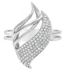 ESTATE .40CT DIAMOND 14KT WHITE GOLD 3D DOUBLE LEAF LOVE KNOT FUN RING