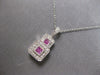 .76CT DIAMOND & AAA PINK SAPPHIRE 14KT WHITE GOLD DOUBLE SQUARE FLOATING PENDANT