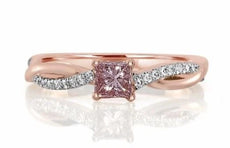 .57CT WHITE & PINK DIAMOND 18KT WHITE & ROSE GOLD 3D CRISS CROSS ENGAGEMENT RING