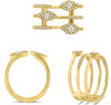 ESTATE .42CT DIAMOND 14KT YELLOW GOLD 3 ROW EVIL EYE CRISS CROSS LUCKY FUN RING