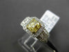 ESTATE 2.13CT GIA FANCY YELLOW DIAMOND 18K TWO TONE GOLD 3 STONE ENGAGEMENT RING