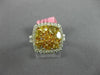 ESTATE WIDE 2.47CT WHITE & FANCY YELLOW DIAMOND 18K WHITE GOLD HALO CLUSTER RING