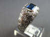 LARGE 1.49CT DIAMOND & AAA SAPPHIRE 14KT WHITE GOLD EMERALD CUT & ROUND FUN RING